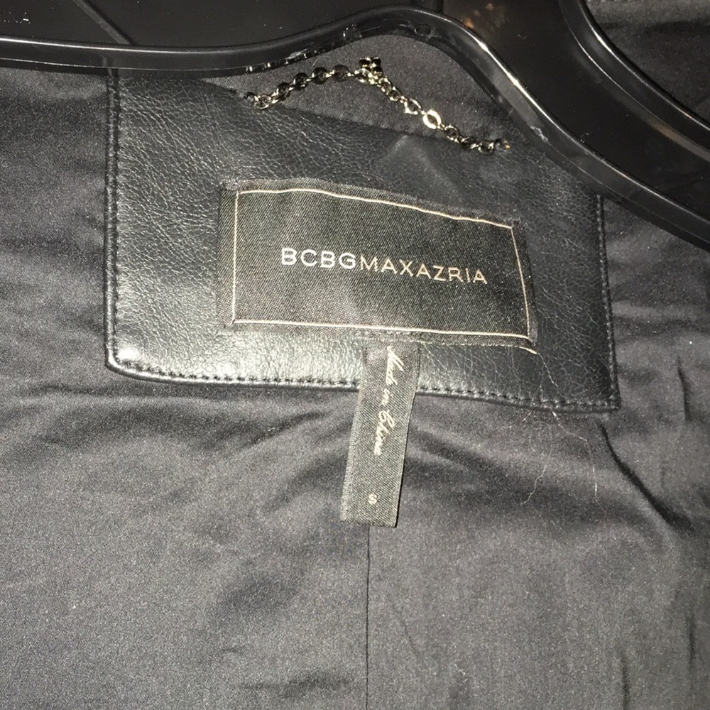 BCBGMAXAZRIA BLACK GROMMET DETAILED ALEC LEATHER ZIP UPBADAZZ JACKET EUC - Picture 7 of 12
